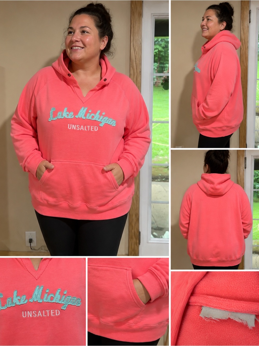 Lake Michigan Unsalted Coral Pink Hoodie Sweatshirt - Women's Cozy Pullover